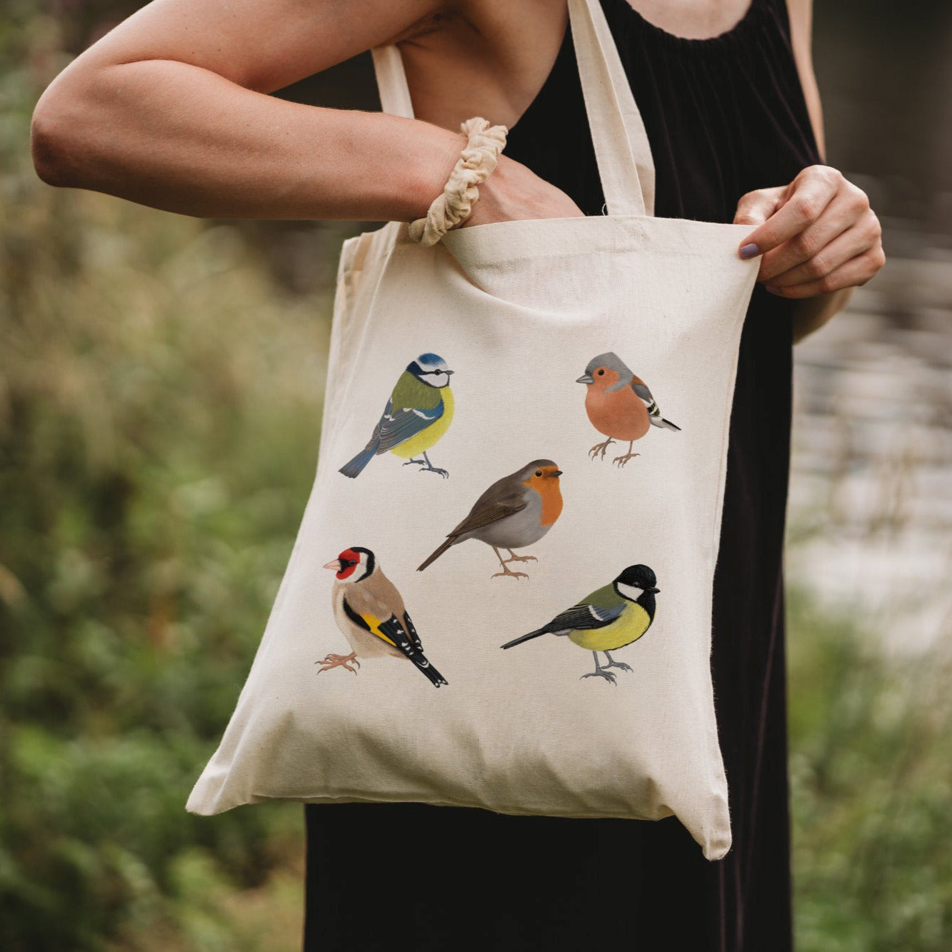 Baumwolltasche mit Druck von heimischen Voegel