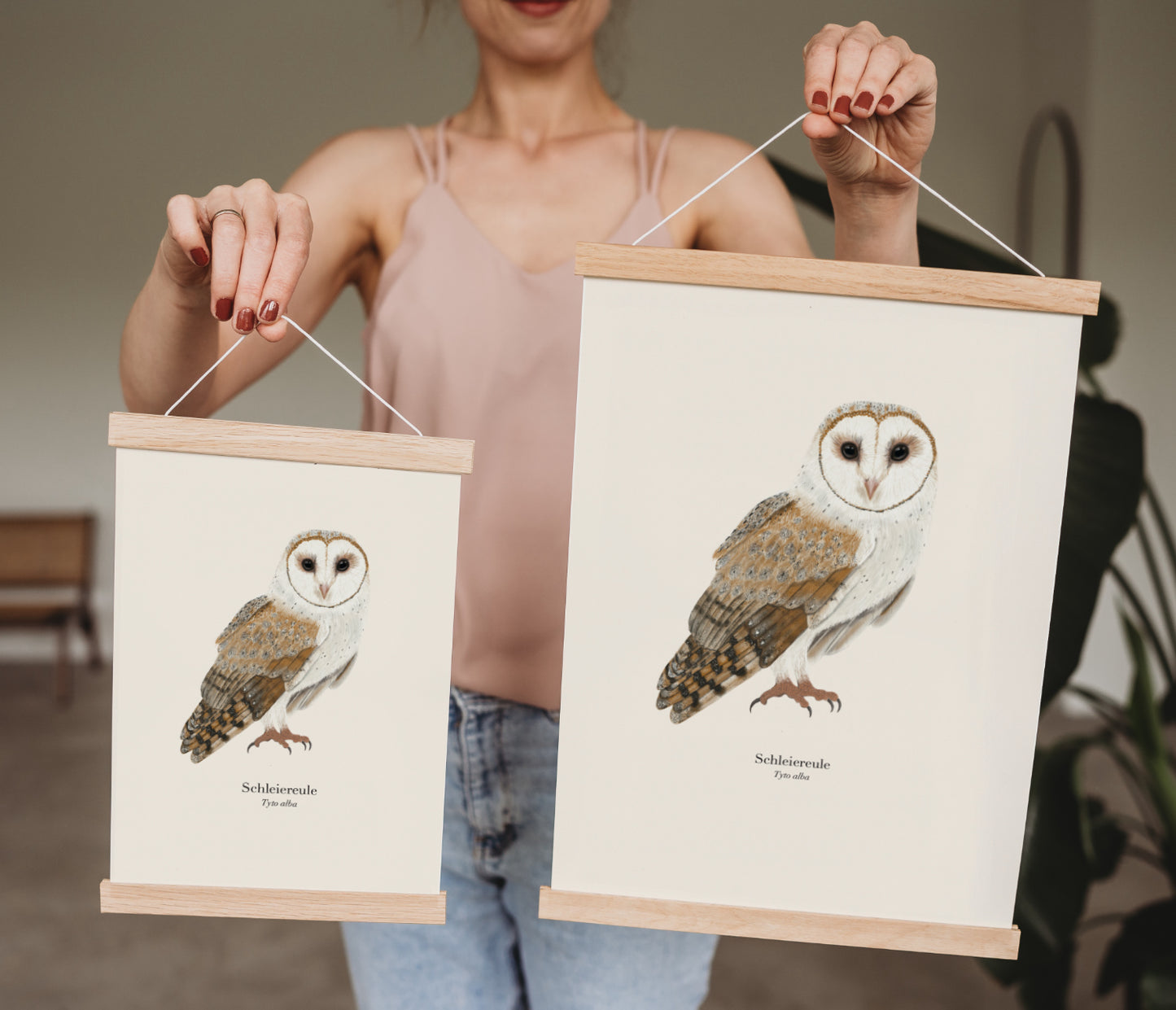 Eule Zeichnung – Schleiereule (Tyto alba) Natur Poster A4 & A3