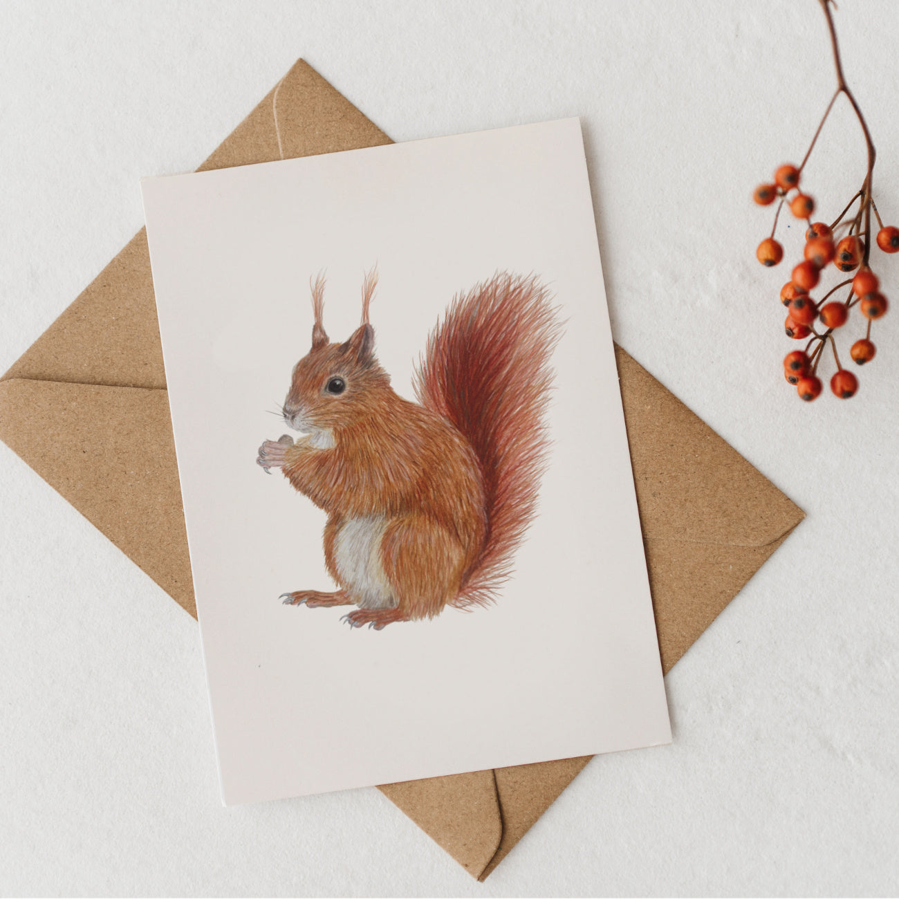 Postkarte mit Eichhörnchen Illustration