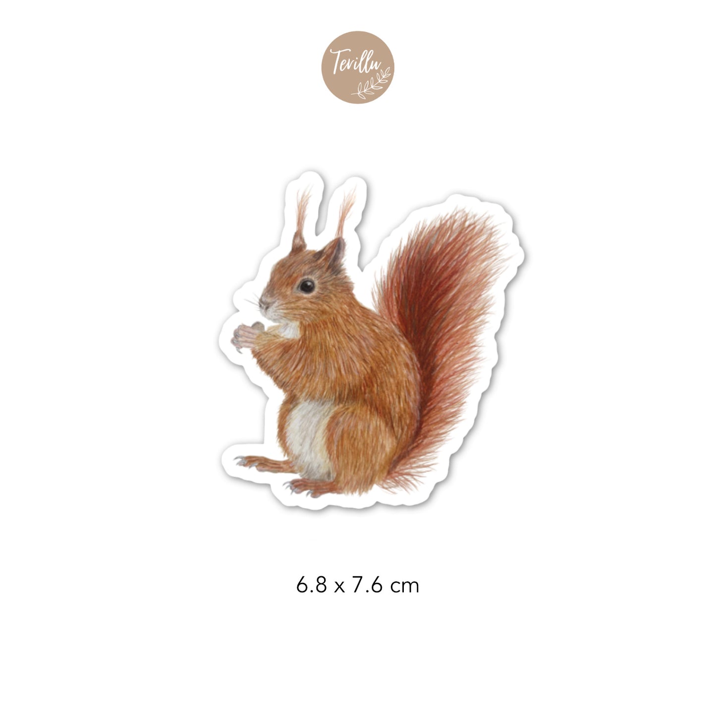 Eichhörnchen Vinyl-Sticker auf hellem Hintergrund, robust und wasserfest.