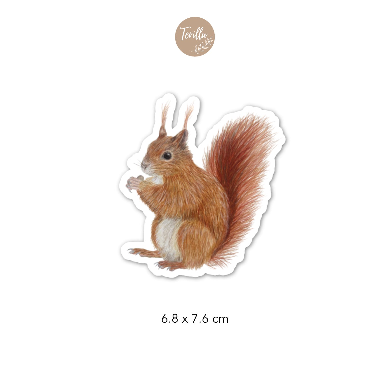 Eichhörnchen Vinyl-Sticker auf hellem Hintergrund, robust und wasserfest.