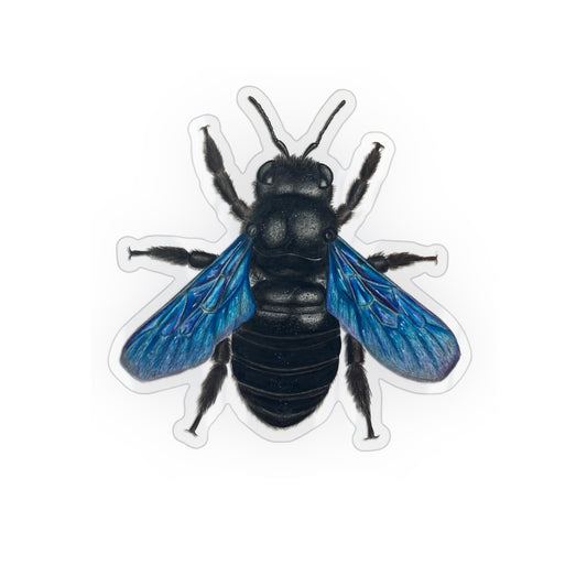Konturgeschnittener Vinyl Sticker mit Blauer Holzbiene