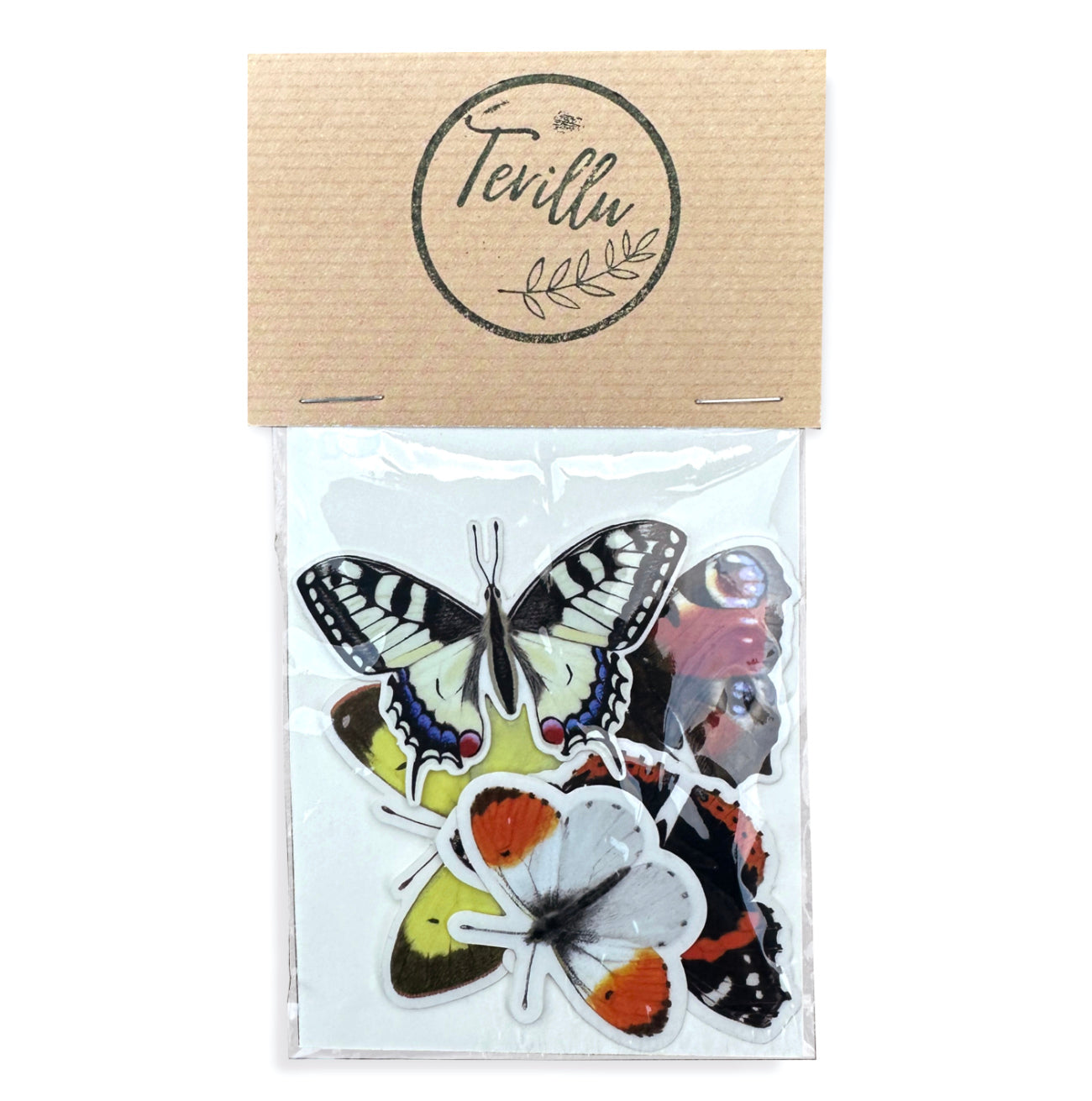Verpacktes Schmetterling Sticker Set in plastikfreier Verpackung von Terillu