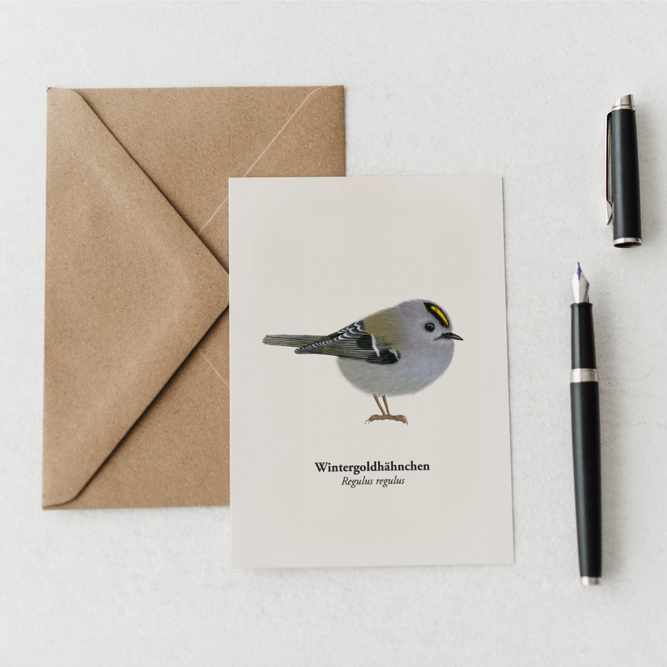 Goldhähnchen Postkarte – Vogel Illustration | Kunstpostkarte A6
