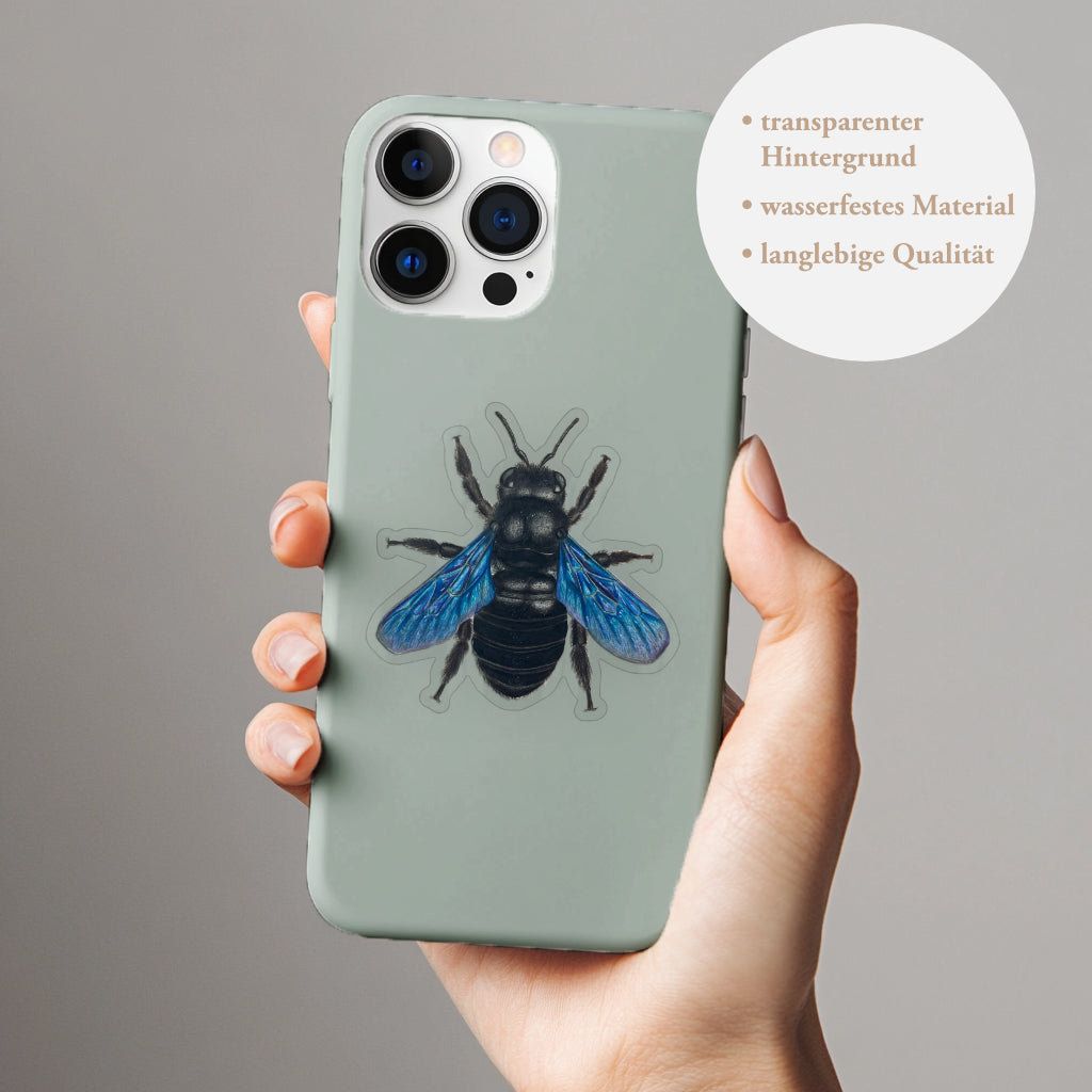 Vinyl Sticker mit Illustration einer Blauen Holzbiene (Xylocopa violacea)