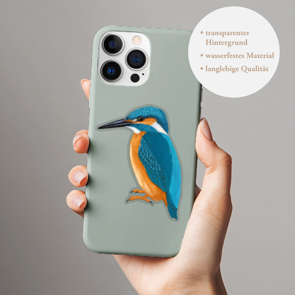 vinyl sticker handy mit Eisvogel Motiv