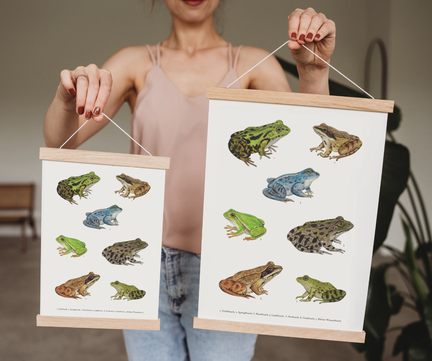 Frosch Poster mit magnetischer Posterleiste aus Eichenholz
